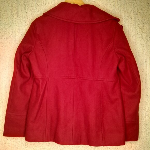 Michael Kors Red Wool Blend Double Breasted Pea Coat Small - Picture 2 of 9